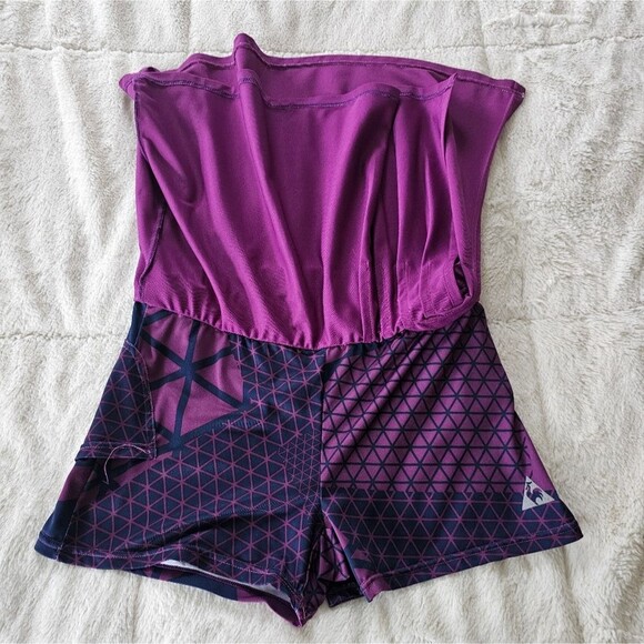 Le Coq Sportif Purple Pleated Tennis Skirt with built-in shorts. Medium. - Picture 3 of 4